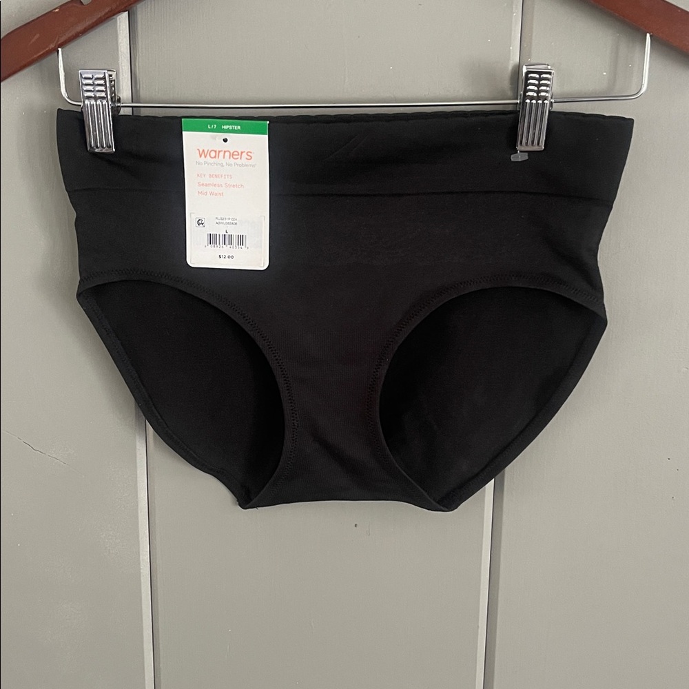NWT Warner's Bikini Panty Black Full Coverage Seamless Sissy Minimalist Comfort